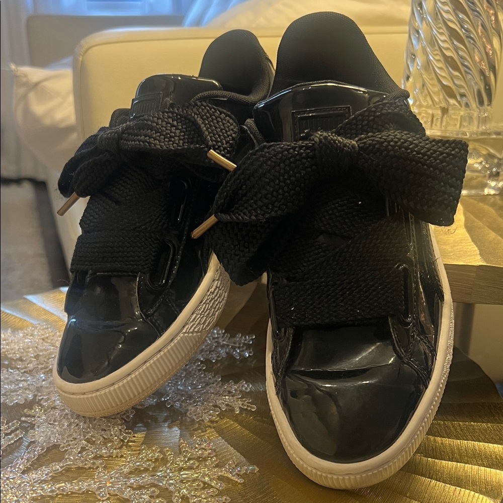 Black Puma Patent Leather Sneakers